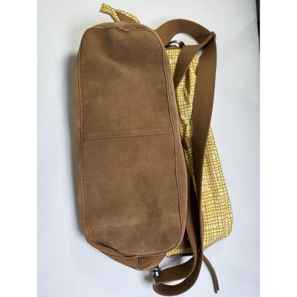 Fossil Large Hobo Crossbody Bag Key Bird Charm Leather Trim Floral Purse Boho - Picture 10 of 11